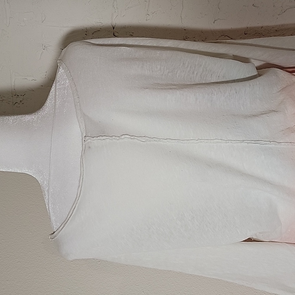 FP We The Free Ombre Linen Slub 3/4 Sleeve Top Ivory Pink Strawberry M - Picture 8 of 16